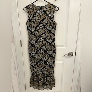Calvin Klein fitted sparkly embroidered dress. Fit and flare